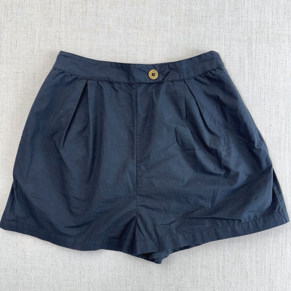 Maeve High-Waist Pleated Shorts — Black